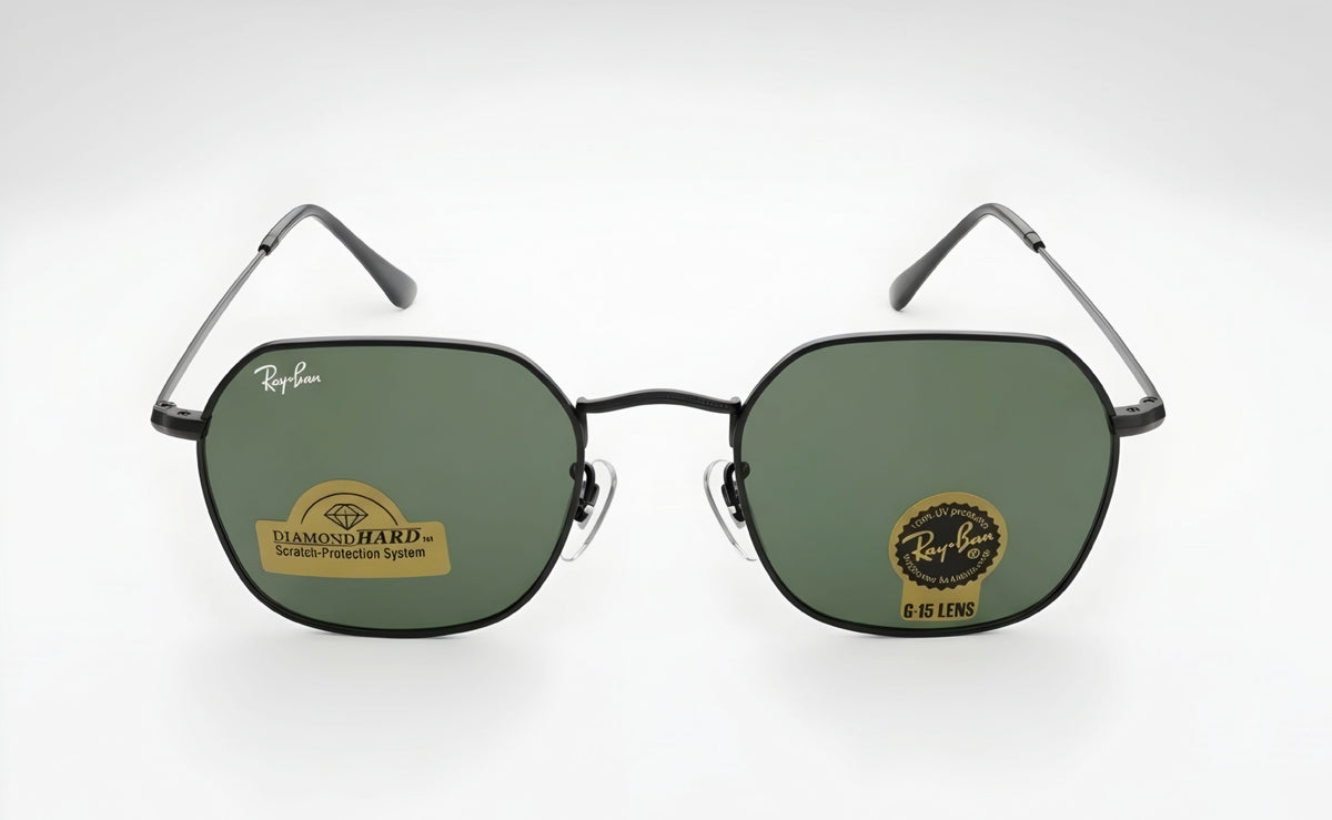 🔥 RAY-BAN RB3694 HEXAGONAL – METAL NEGRO & VIDRIO VERDE G-15 (DIAMOND HARD) 🔥