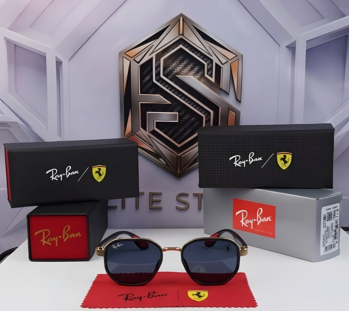 🏎️💨 RAY-BAN SCUDERIA FERRARI RB3674 | EDICIÓN ESPECIAL MOTORSPORT | Marco Azul Oscuro Mate & Dorado / Lentes Azules Oscuros Polarizados