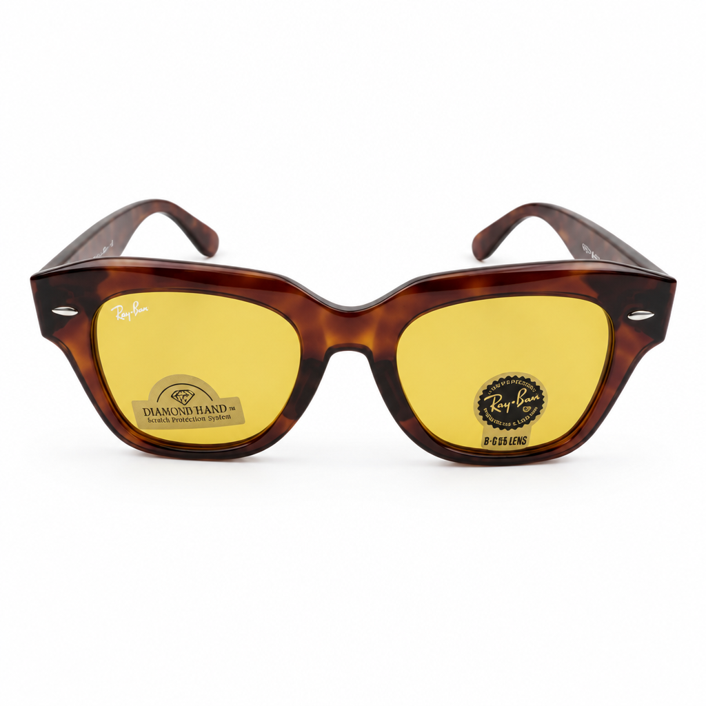 Ray-Ban Street: Estilo Urbano Imparable - Marco Café - Vidrio Amarillo