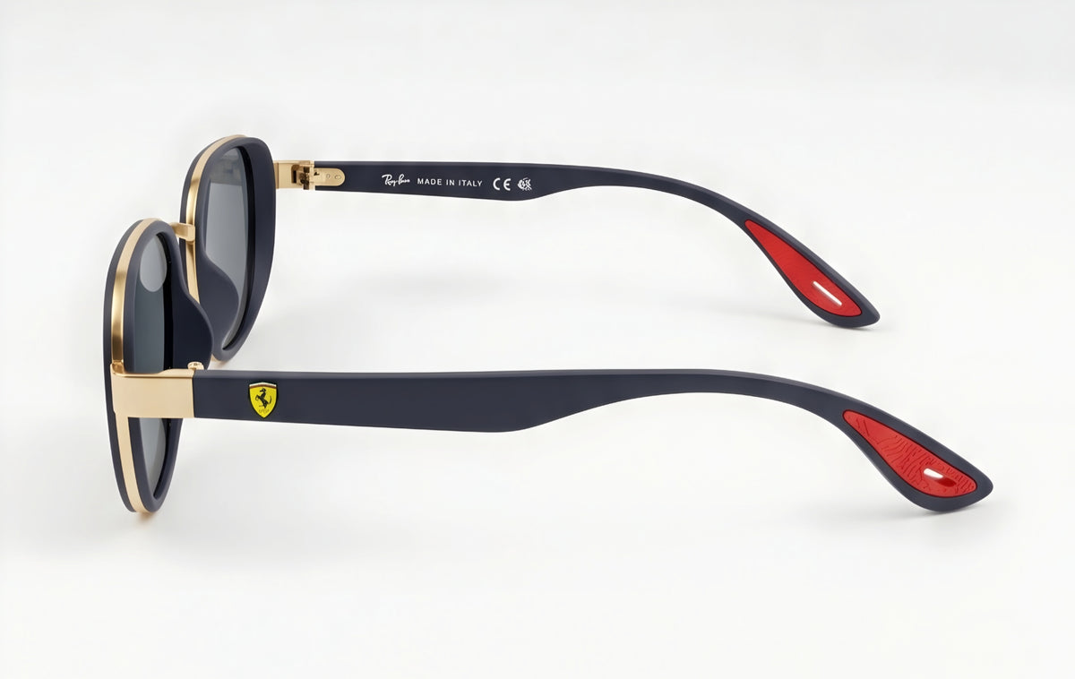 🏎️💨 RAY-BAN SCUDERIA FERRARI RB3674 | EDICIÓN ESPECIAL MOTORSPORT | Marco Azul Oscuro Mate & Dorado / Lentes Azules Oscuros Polarizados