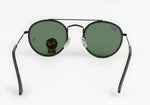 🔥 RAY-BAN RB3647 ROUND DOUBLE BRIDGE – BLACK / GREEN G-15 VIDRIO VERDE 🔥