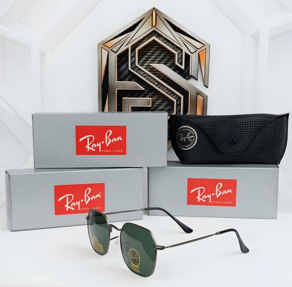 🔥 RAY-BAN HEXAGONAL RB 3694 – BLACK METAL & CLASSIC G-15 🔥 VIDRIO NEGRO