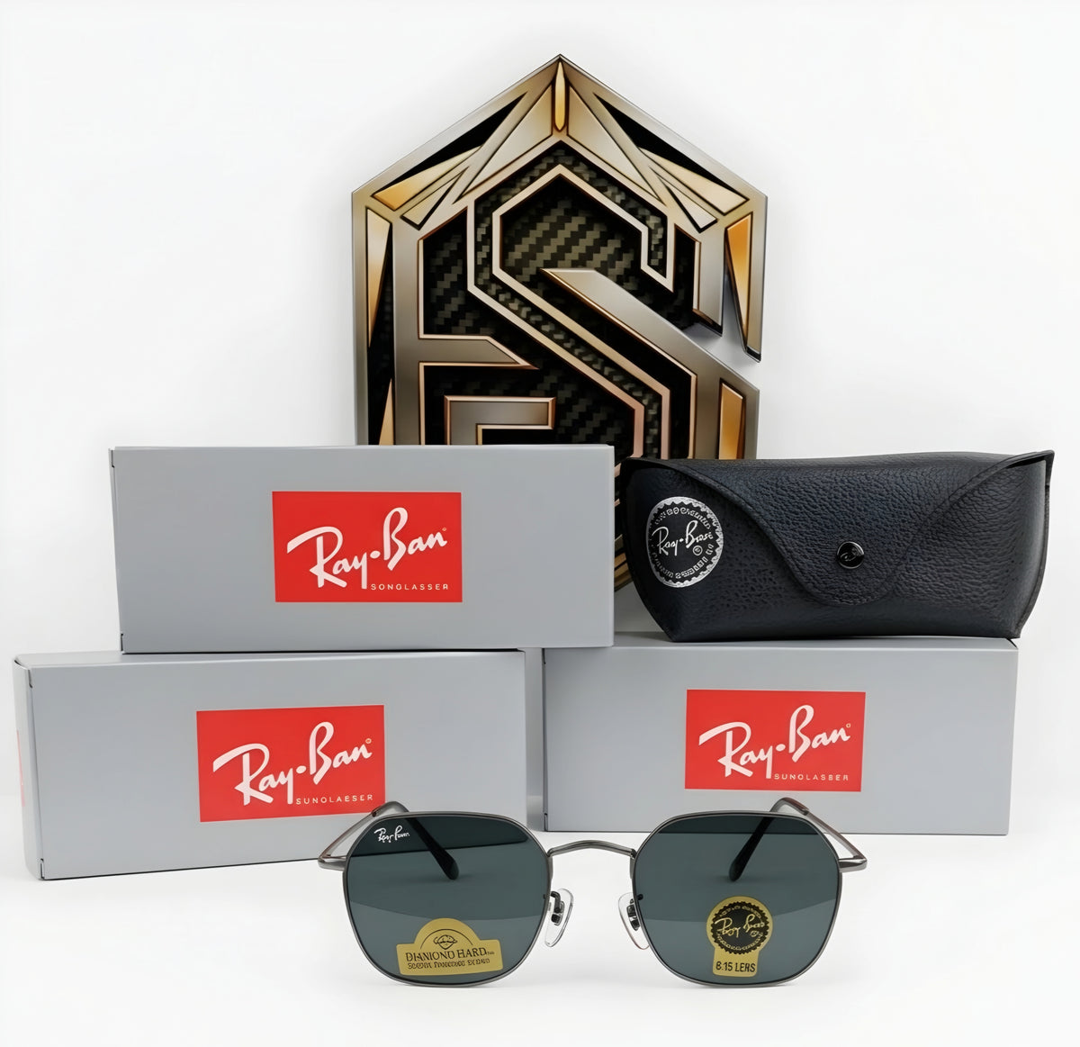 🔥 RAY-BAN HEXAGONAL RB 3694 – BLACK METAL & CLASSIC G-15 🔥 VIDRIO NEGRO