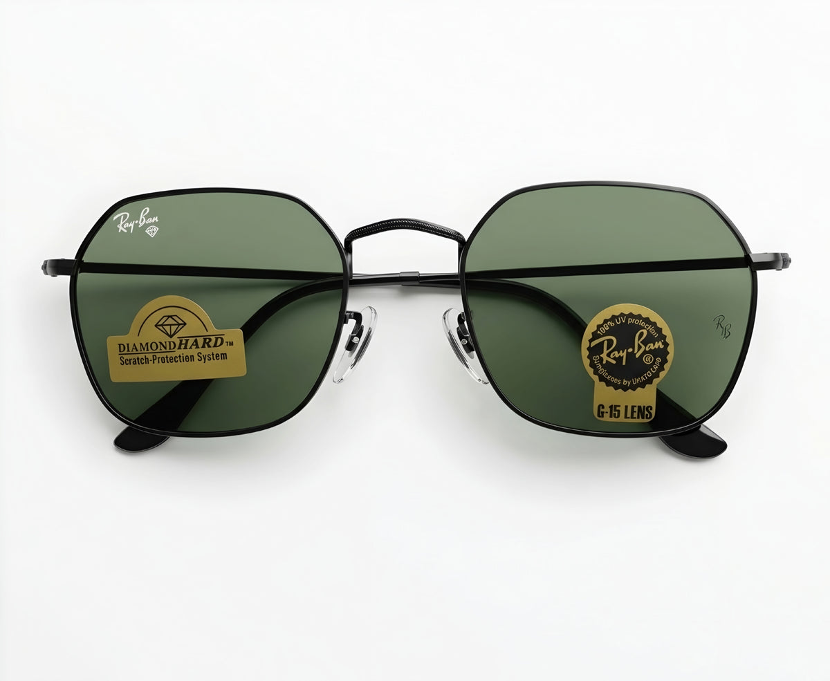 🔥 RAY-BAN RB3694 HEXAGONAL – METAL NEGRO & VIDRIO VERDE G-15 (DIAMOND HARD) 🔥