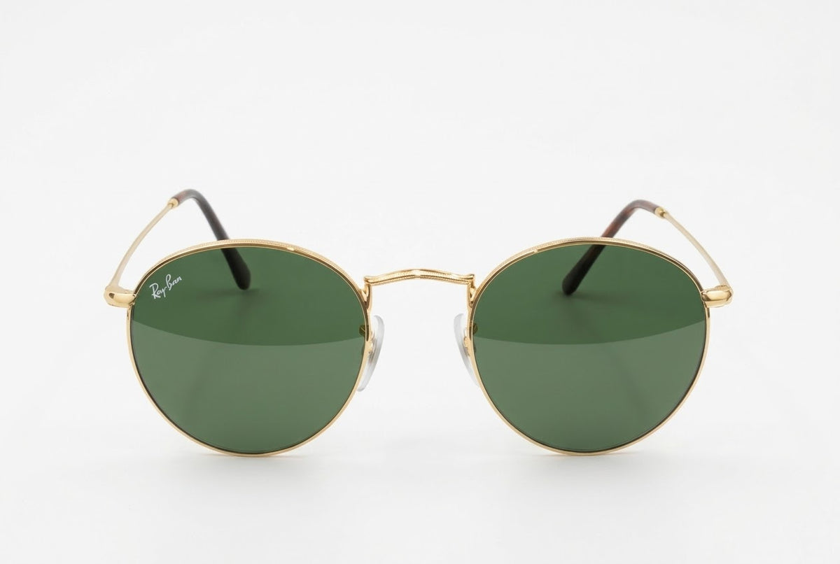 🔥 🔥 RAY-BAN ROUND METAL RB 3447 – EL ESTILO RETRO QUE NUNCA PASA DE MODA - MARCO DORADO VIDRIO VERDE  🔥