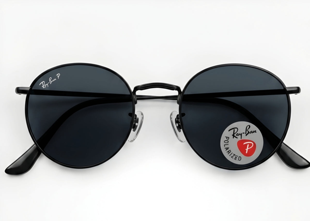 🔥 RAY-BAN ROUND METAL POLARIZED – TOTAL MATTE BLACK 🔥