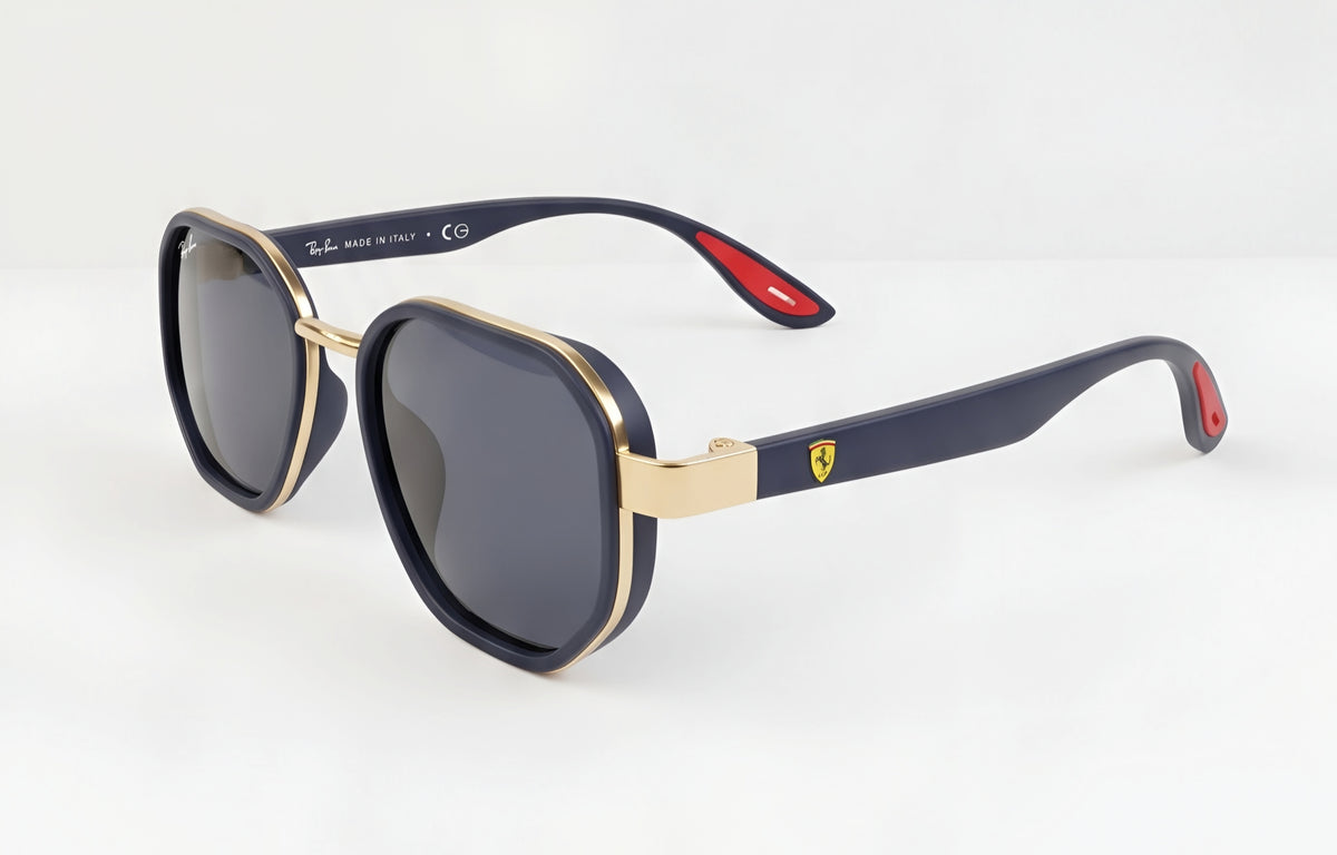 🏎️💨 RAY-BAN SCUDERIA FERRARI RB3674 | EDICIÓN ESPECIAL MOTORSPORT | Marco Azul Oscuro Mate & Dorado / Lentes Azules Oscuros Polarizados