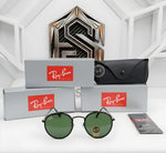 🔥 RAY-BAN RB3647 ROUND DOUBLE BRIDGE – BLACK / GREEN G-15 VIDRIO VERDE 🔥