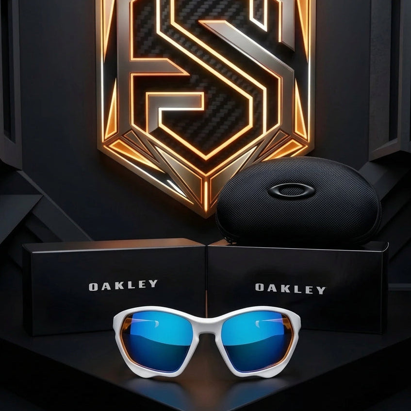 OAKLEY PLAZMA // MATTE WHITE & PRIZM SAPPHIRE: RENDIMIENTO GEOMÉTRICO SIN LÍMITES