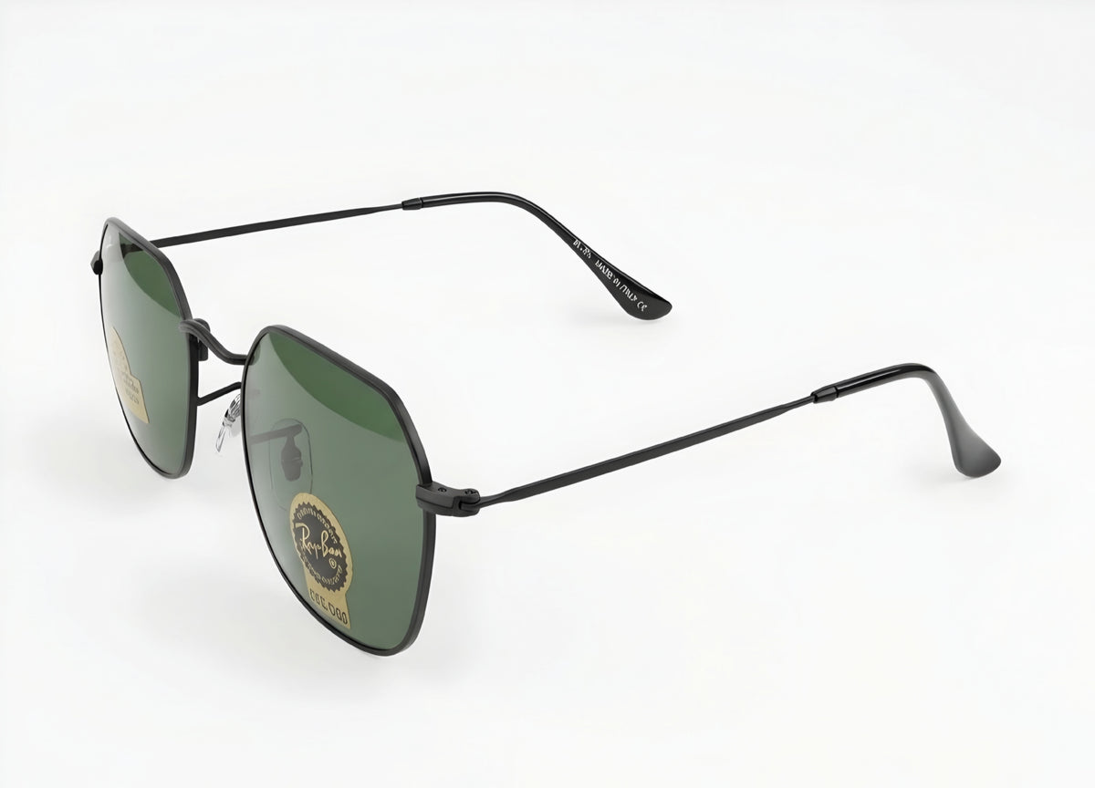 🔥 RAY-BAN RB3694 HEXAGONAL – METAL NEGRO & VIDRIO VERDE G-15 (DIAMOND HARD) 🔥