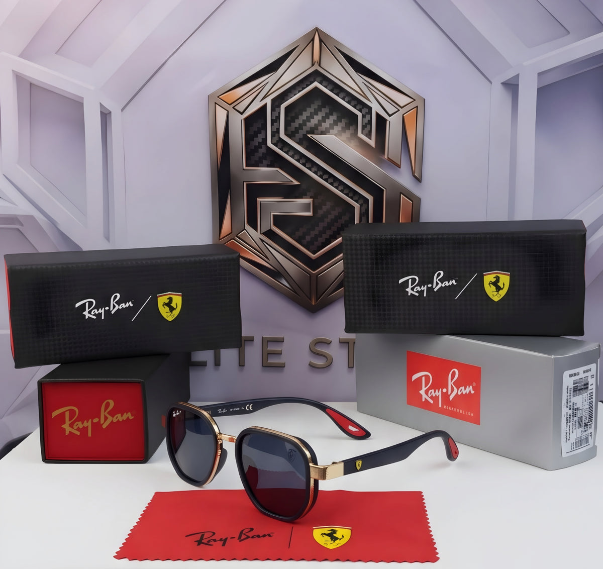 🏎️💨 RAY-BAN SCUDERIA FERRARI RB3674 | EDICIÓN ESPECIAL MOTORSPORT | Marco Azul Oscuro Mate & Dorado / Lentes Azules Oscuros Polarizados