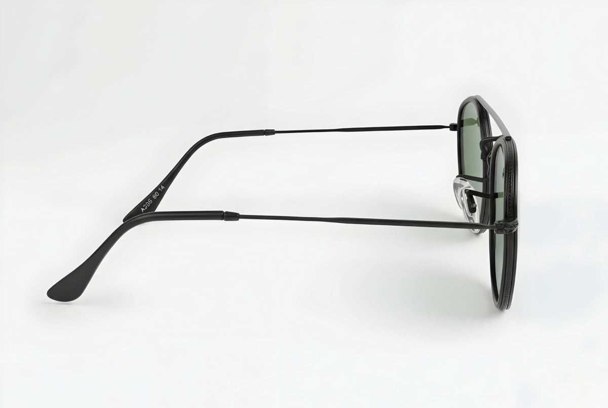 🔥 RAY-BAN RB3647 ROUND DOUBLE BRIDGE – BLACK / GREEN G-15 VIDRIO VERDE 🔥