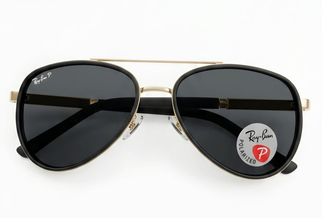🔥 RAY-BAN RB3683 POLARIZED – BLACK & POLISHED GOLD 🔥