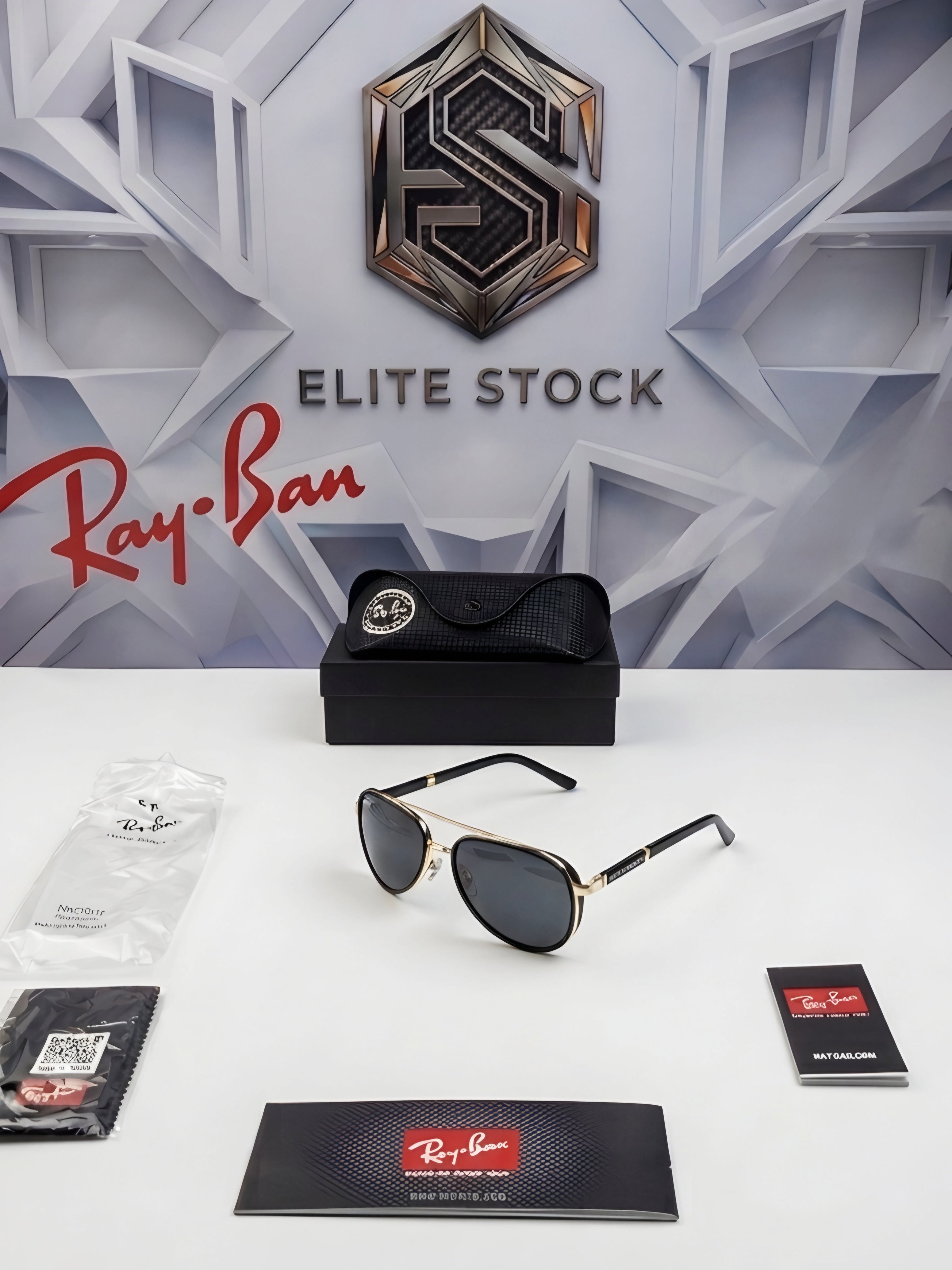 🔥 RAY-BAN RB3683 POLARIZED – BLACK & POLISHED GOLD 🔥