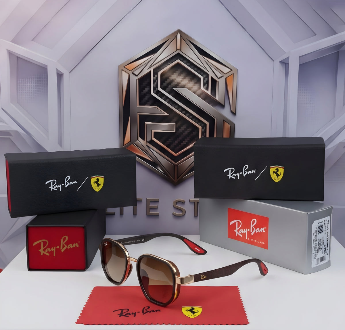 🏎️✨ RAY-BAN SCUDERIA FERRARI RB3674 | EDICIÓN COLECCIONISTA CAFÉ & ORO