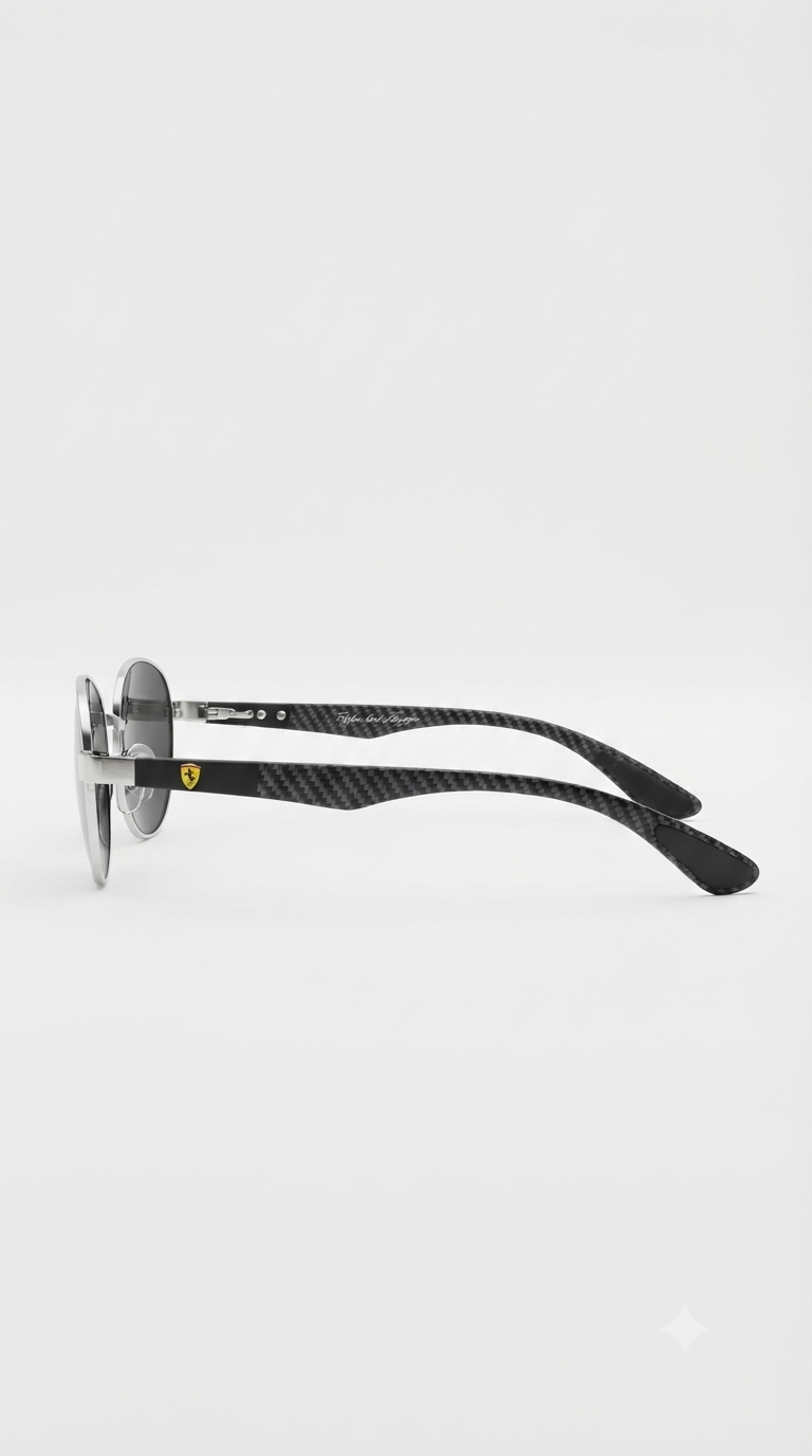 RayBan x Ferrari Oval / Fibra De Carbono/ Marco Plateado (Ref: RB32112)