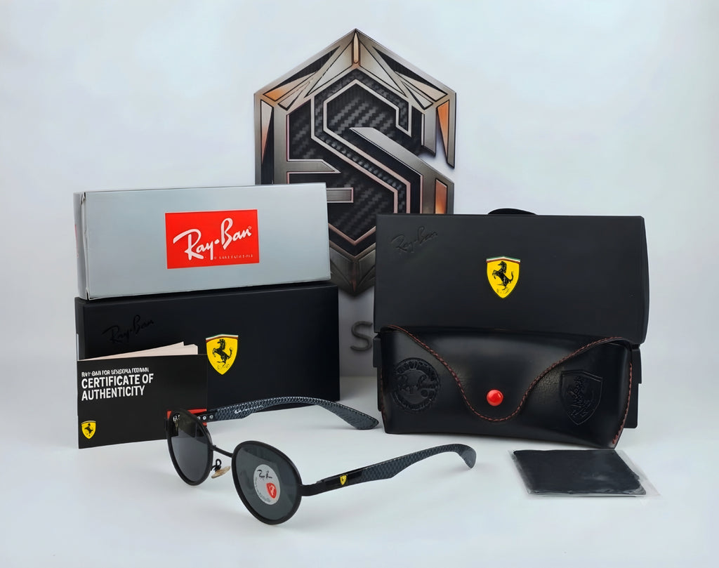 RayBan x Ferrari Oval / Fibra De Carbono/ Marco Negro (Ref: RB32112)